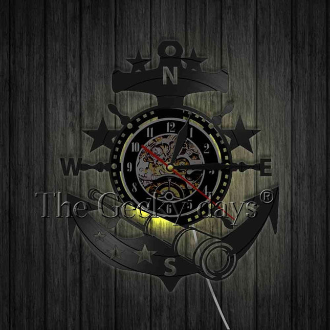 Maritim vinylklokke med anker