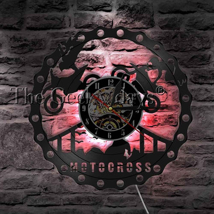 Veggklokke med motorsykkel motiv vinylplate