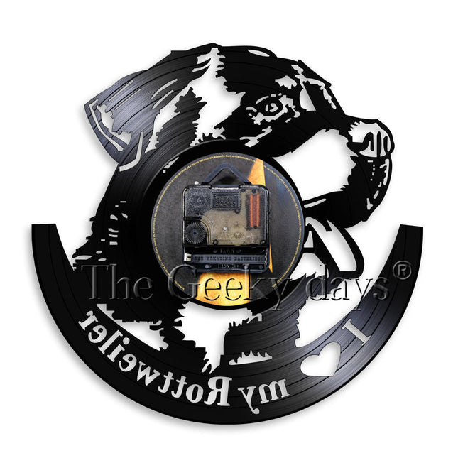 Rottweiler hund vinylplate veggklokke gave