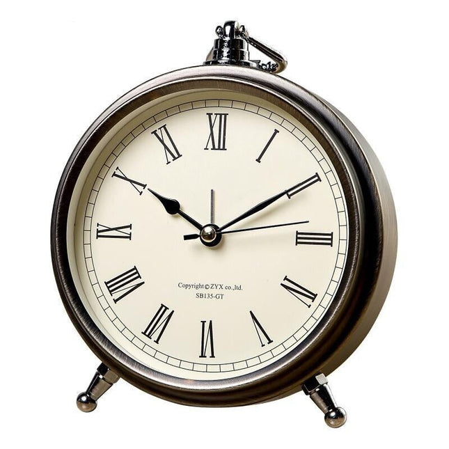 Rund vintage bordklokke med romertall