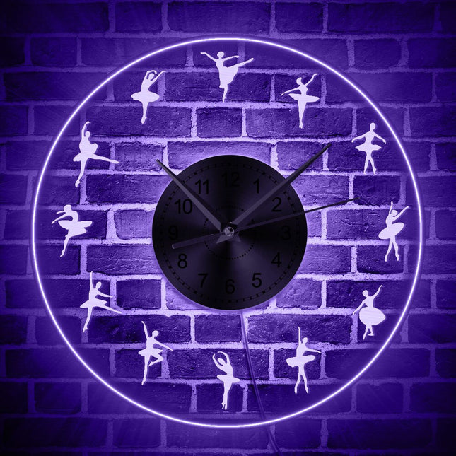 Rund LED-klokke med ballerinaer