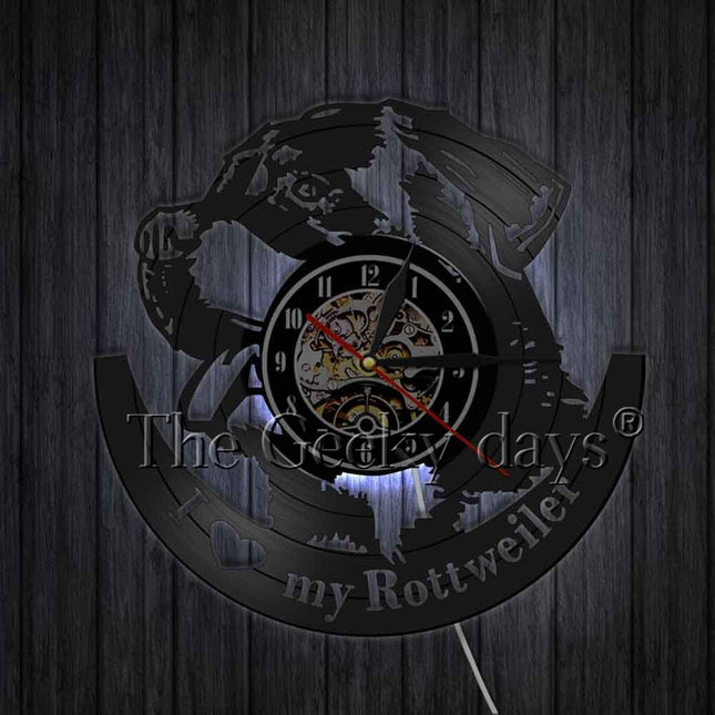 Rottweiler hund vinylplate veggklokke gave