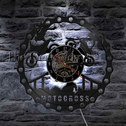 Veggklokke med motorsykkel motiv vinylplate