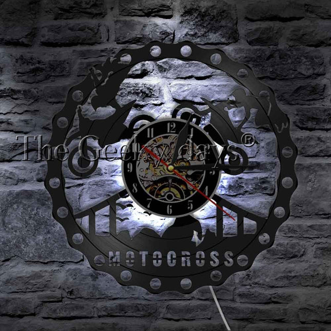 Veggklokke med motorsykkel motiv vinylplate