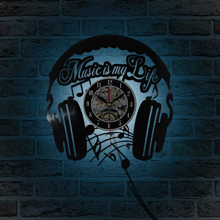 Vinylklokke med hodetelefoner for DJ