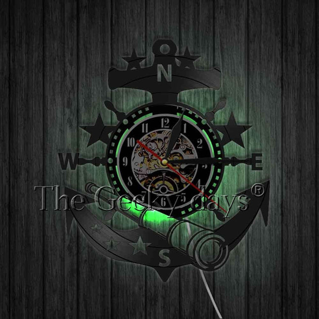 Maritim vinylklokke med anker