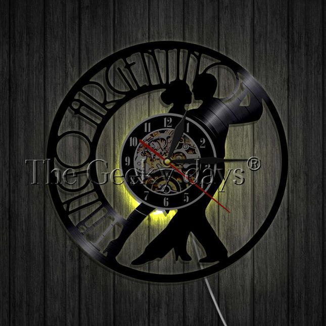 Tango dansere vinylplate veggklokke dekor
