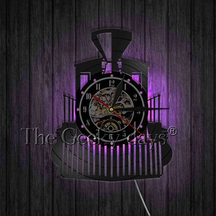 Gammelt lokomotiv vinylplate veggklokke