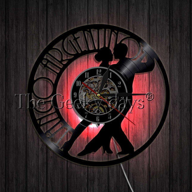 Tango dansere vinylplate veggklokke dekor
