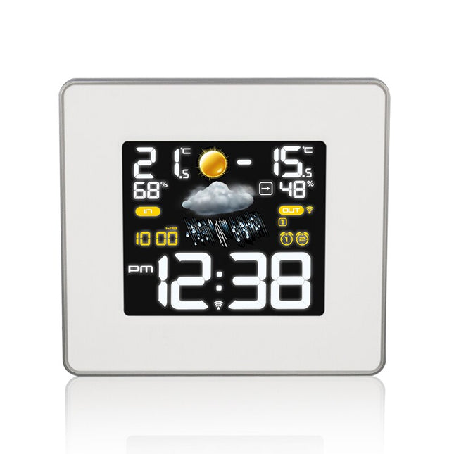 Firkantet digital værstasjon vekkerklokke