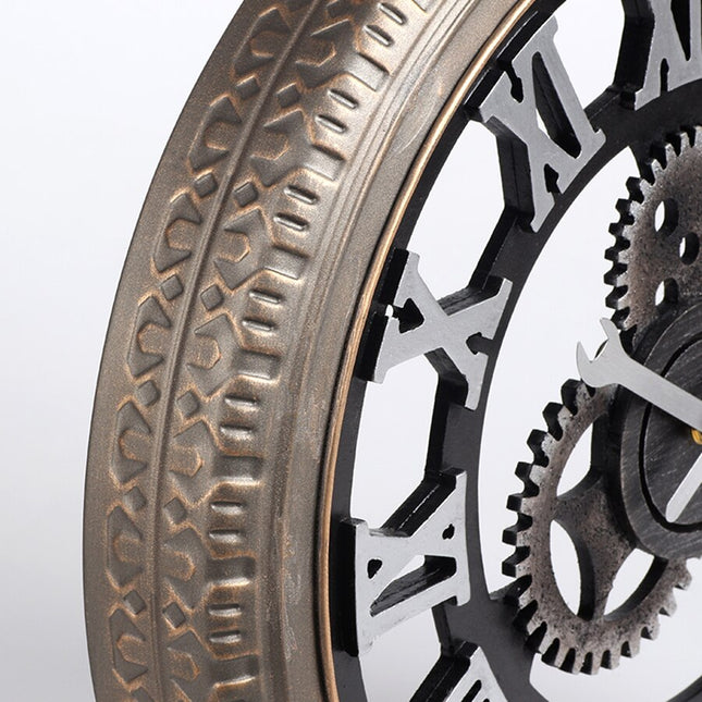 Stor industriell veggklokke med tannhjul