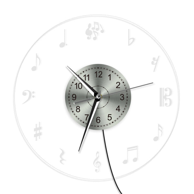 LED veggklokke med musikknoter design