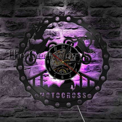 Veggklokke med motorsykkel motiv vinylplate