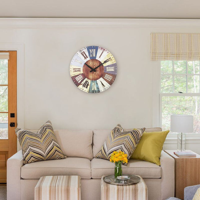 Stor veggklokke i slitt vintage-stil