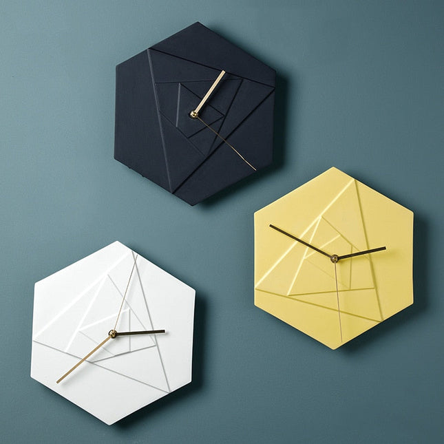 Geometrisk sekskantet veggklokke med 3D-effekt