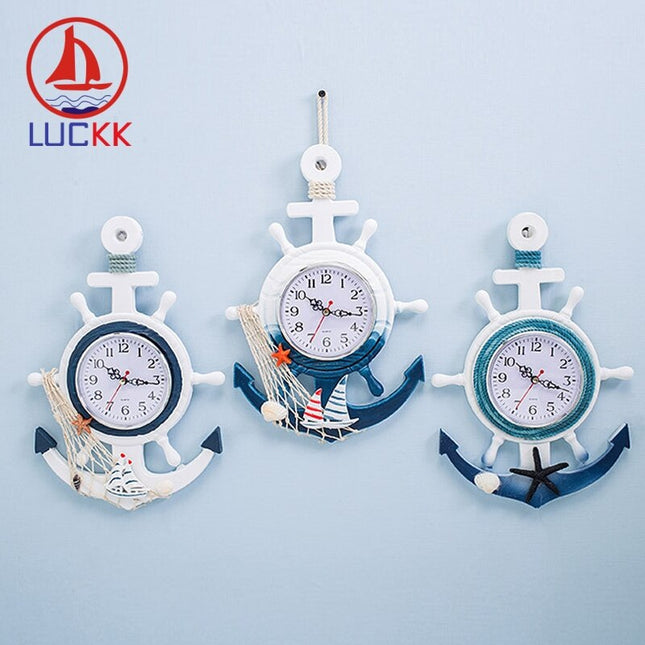 Maritim veggklokke formet som anker