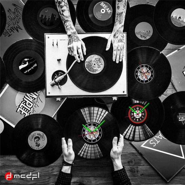 Motocross vinylklokke rød og grønn