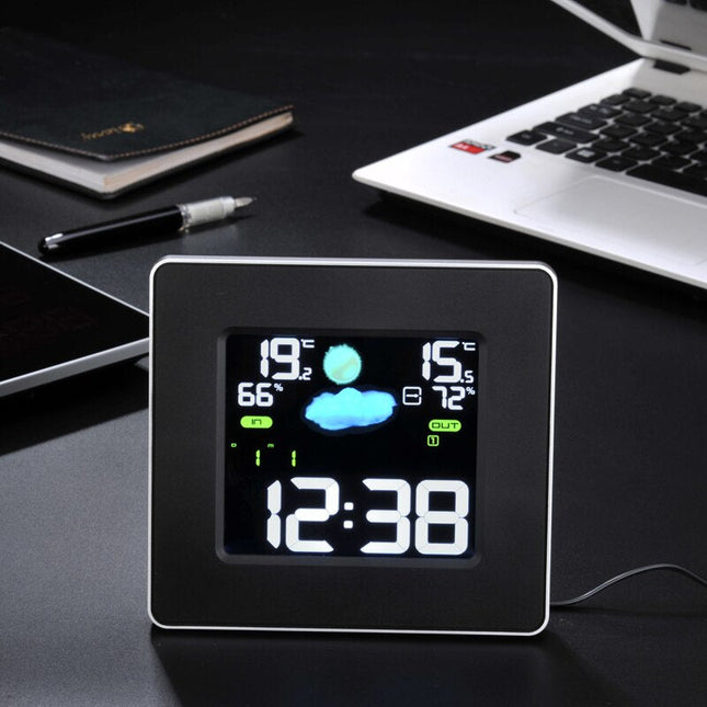 Firkantet digital værstasjon vekkerklokke