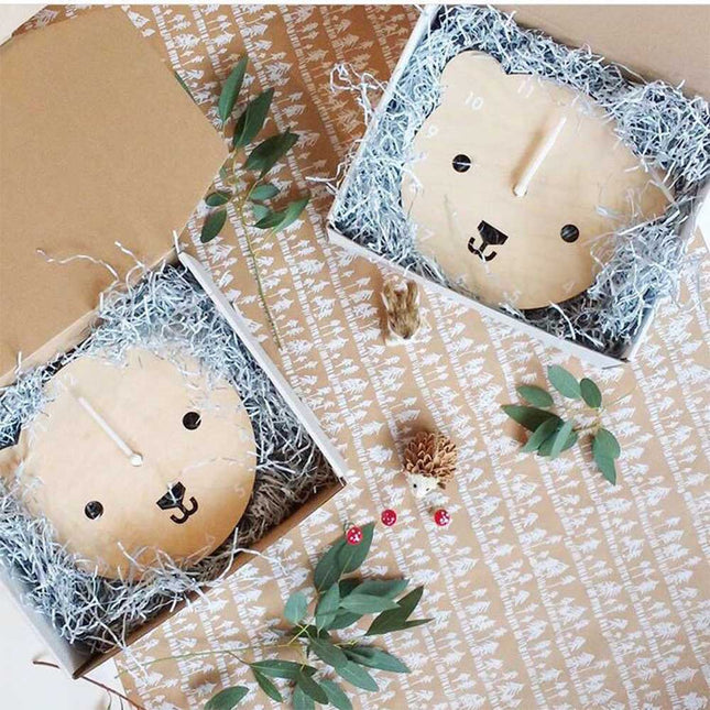 Veggklokke for barn fugledesign i tre