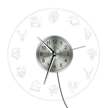 LED-veggklokke med lysende dyremotiver