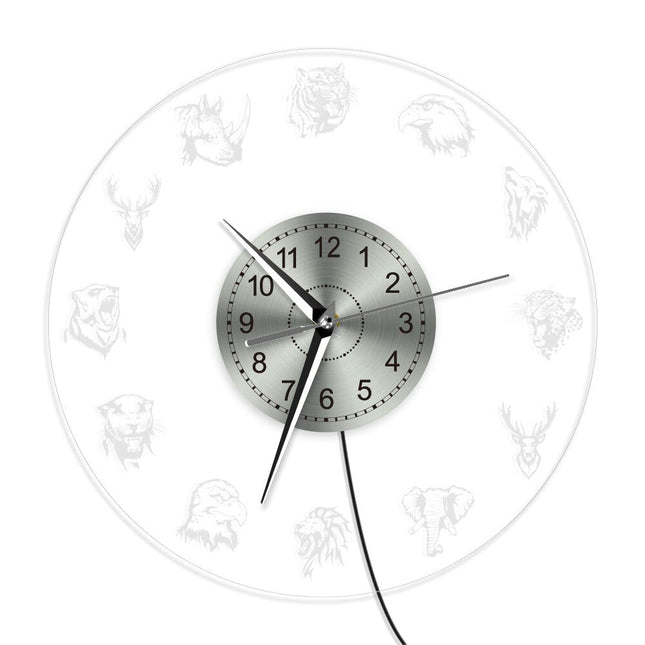 LED-veggklokke med lysende dyremotiver