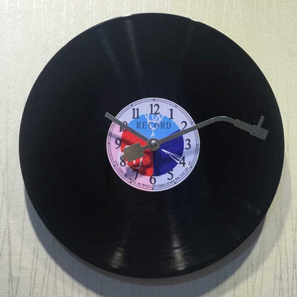 Retro platespiller design vinyl veggklokke