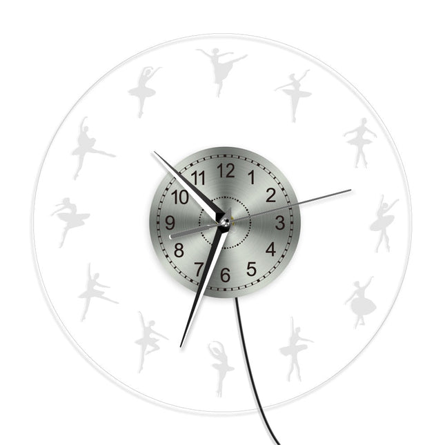 Rund LED-klokke med ballerinaer