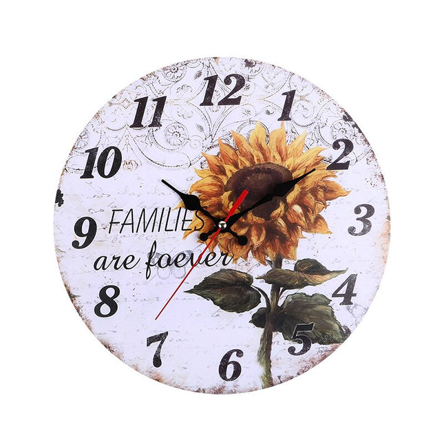 Dekorativ veggklokke med solsikke motiv