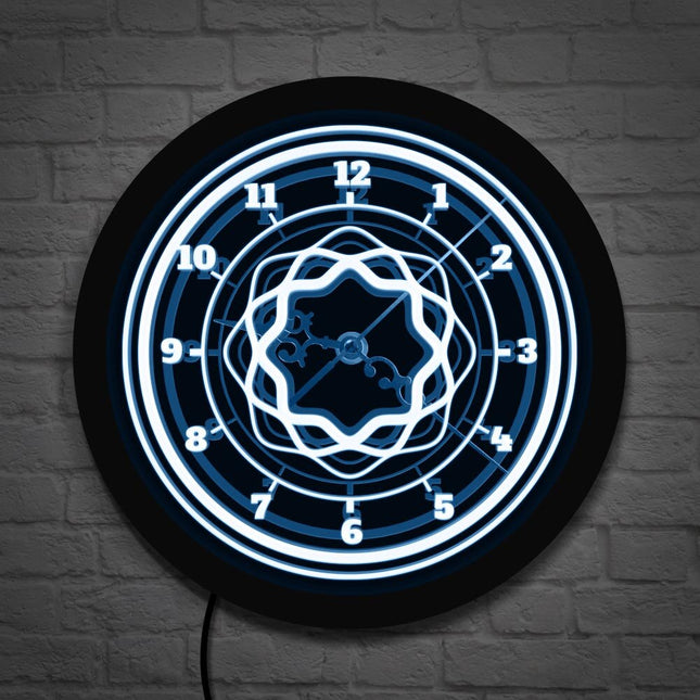 Abstrakt design LED veggklokke med lys