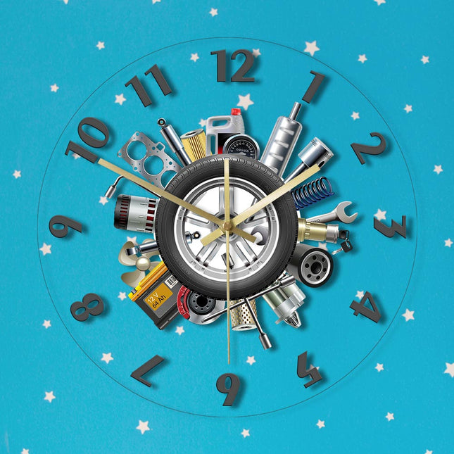 Veggklokke for bilverksted og garasje