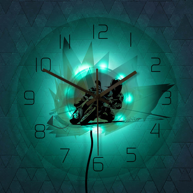 Veggklokke med MotoGP motorsykkel-motiv