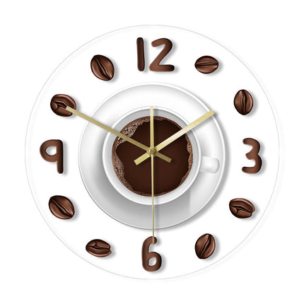 Unik veggklokke med kaffekopp-motiv