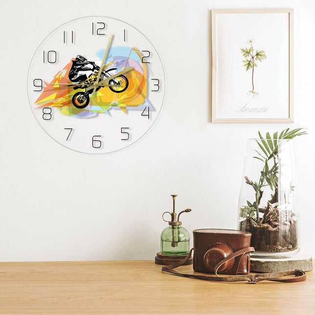 Moderne glassklokke med motorsykkel design