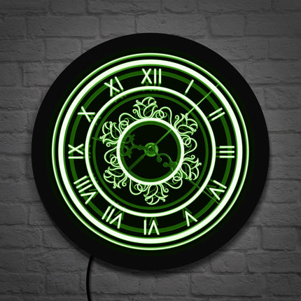 Retro LED veggklokke med romertall