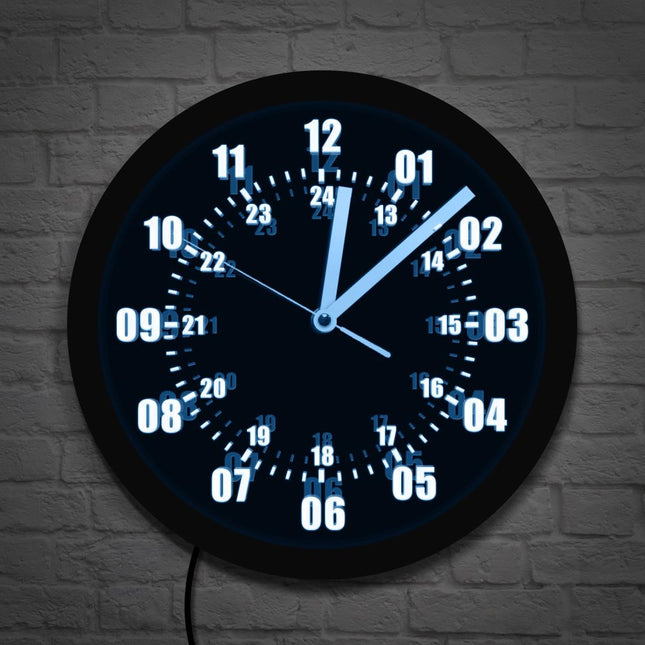 Militær stil LED veggklokke 24-timer