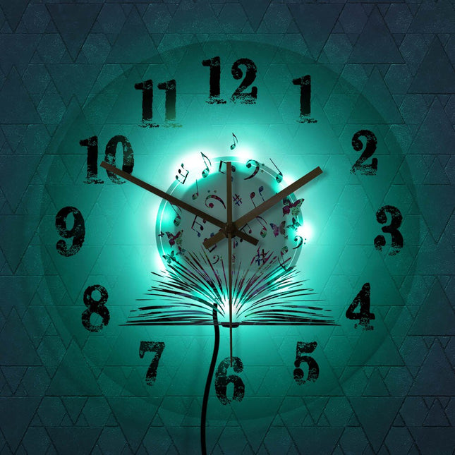 Kreativ akryl veggklokke med bokmotiv