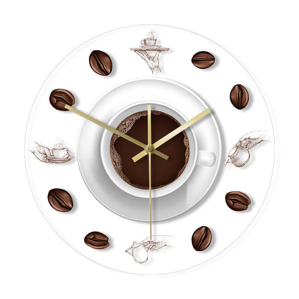 Unik veggklokke med kaffekopp-motiv