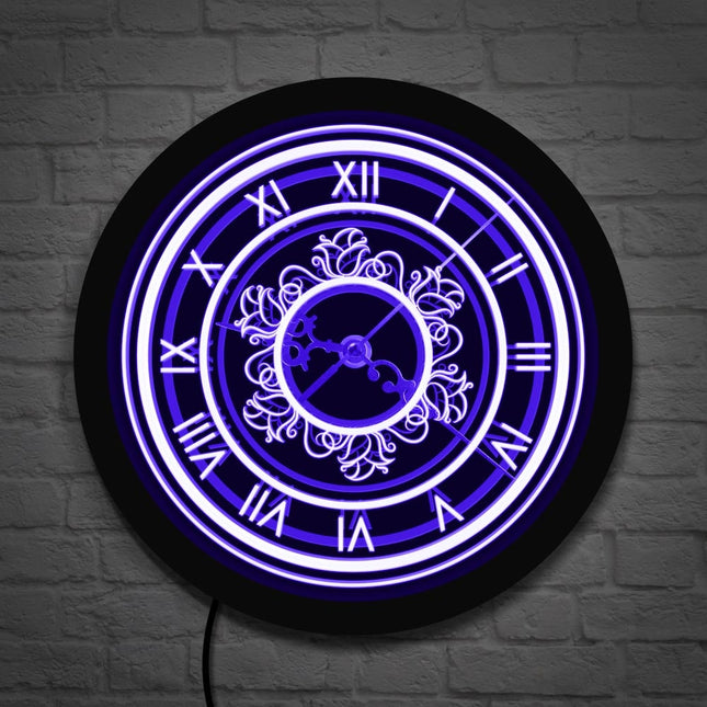 Retro LED veggklokke med romertall