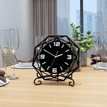 Geometrisk design bordklokke i metall