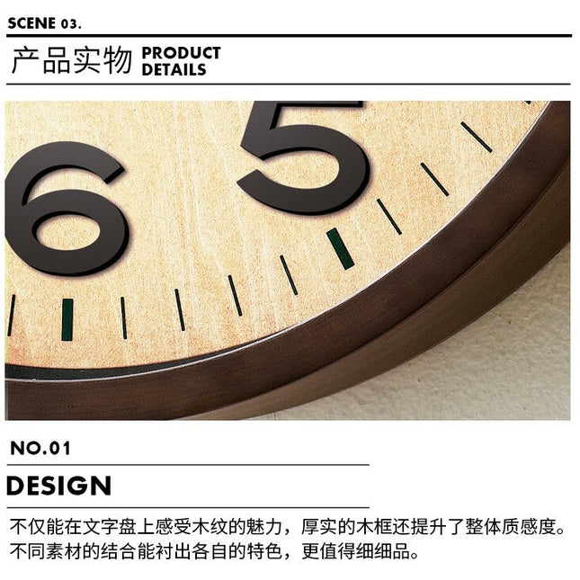 Klassisk veggklokke i tre med glass