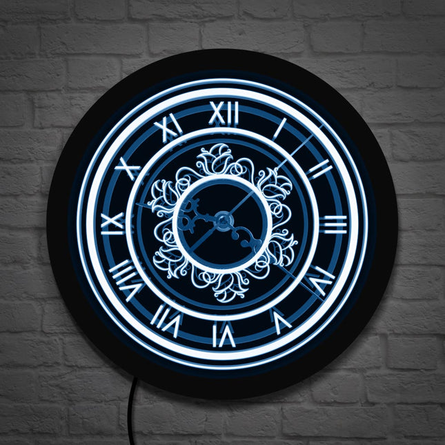 Retro LED veggklokke med romertall