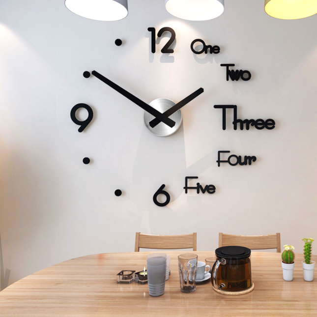 Moderne 3D DIY veggklokke med speileffekt