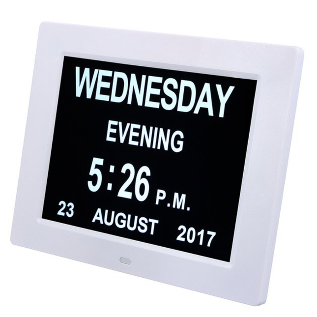 Digital kalenderklokke med dato og klokkeslett