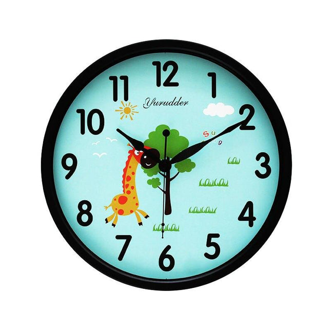Rund veggklokke med sjiraff for barn