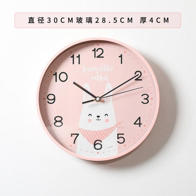 Rund veggklokke med kanin for barn