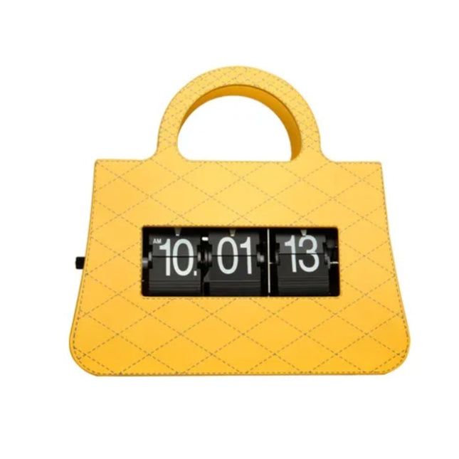 Flip-klokke designet som en håndveske