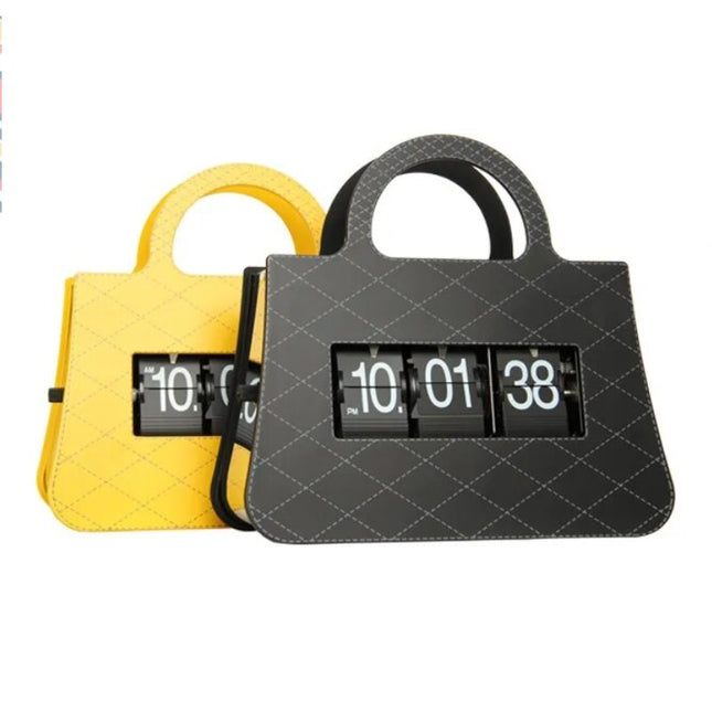 Flip-klokke designet som en håndveske