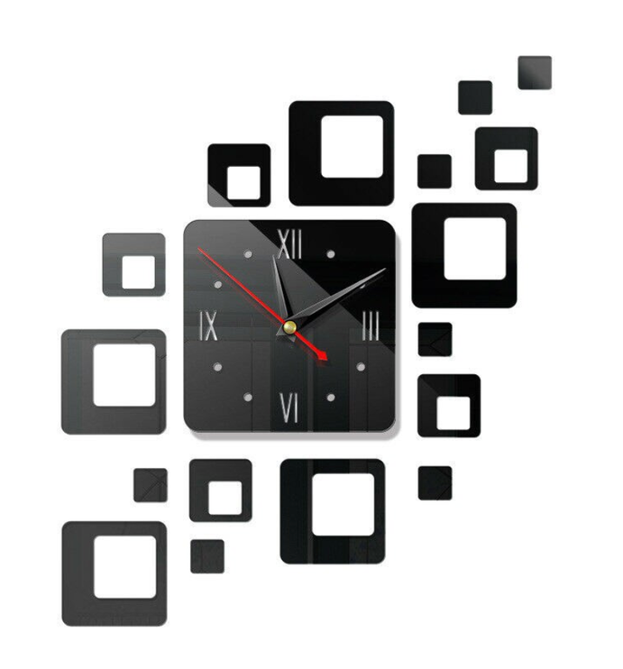 Firkantet moderne veggklokke med speileffekt