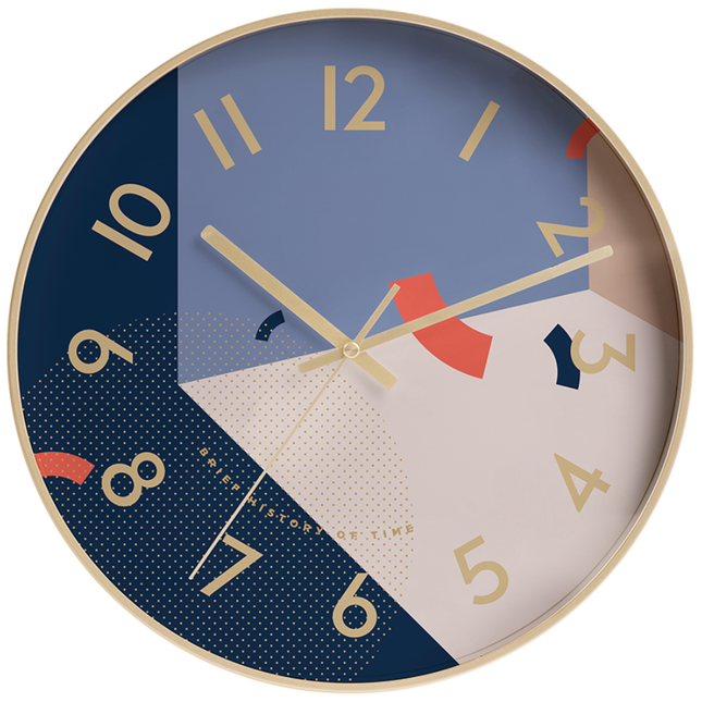 Retro veggklokke med fargerikt mønster