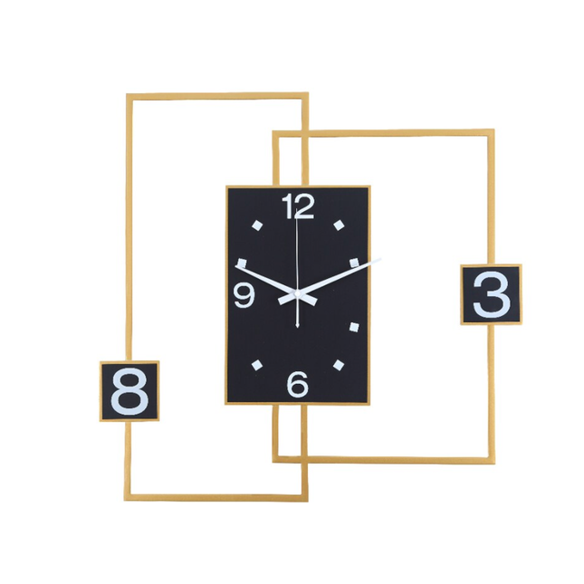 Abstrakt rektangulær veggklokke i metall